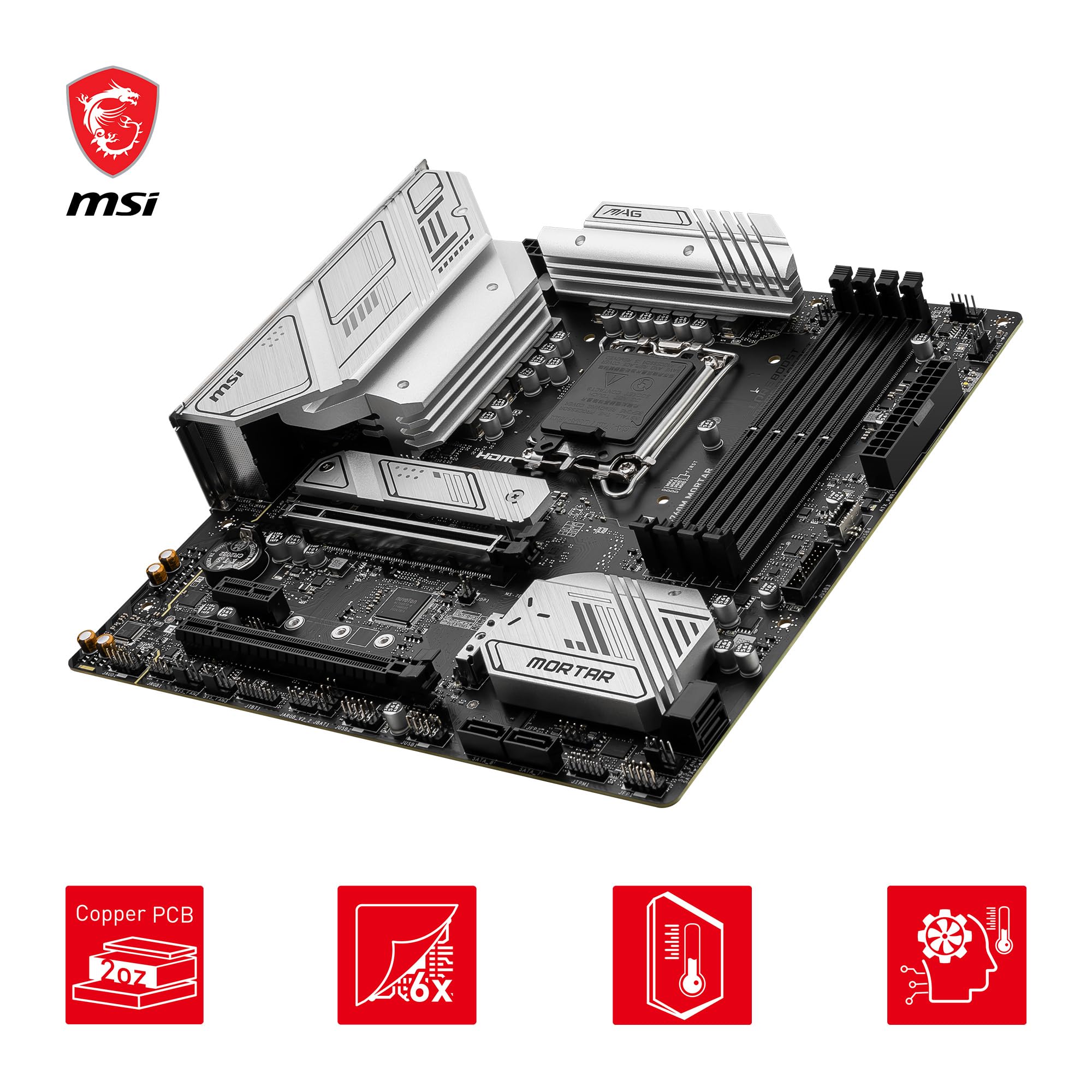 MSI MAG B760M Mortar WiFi Gaming Motherboard, Supports 12th/13th